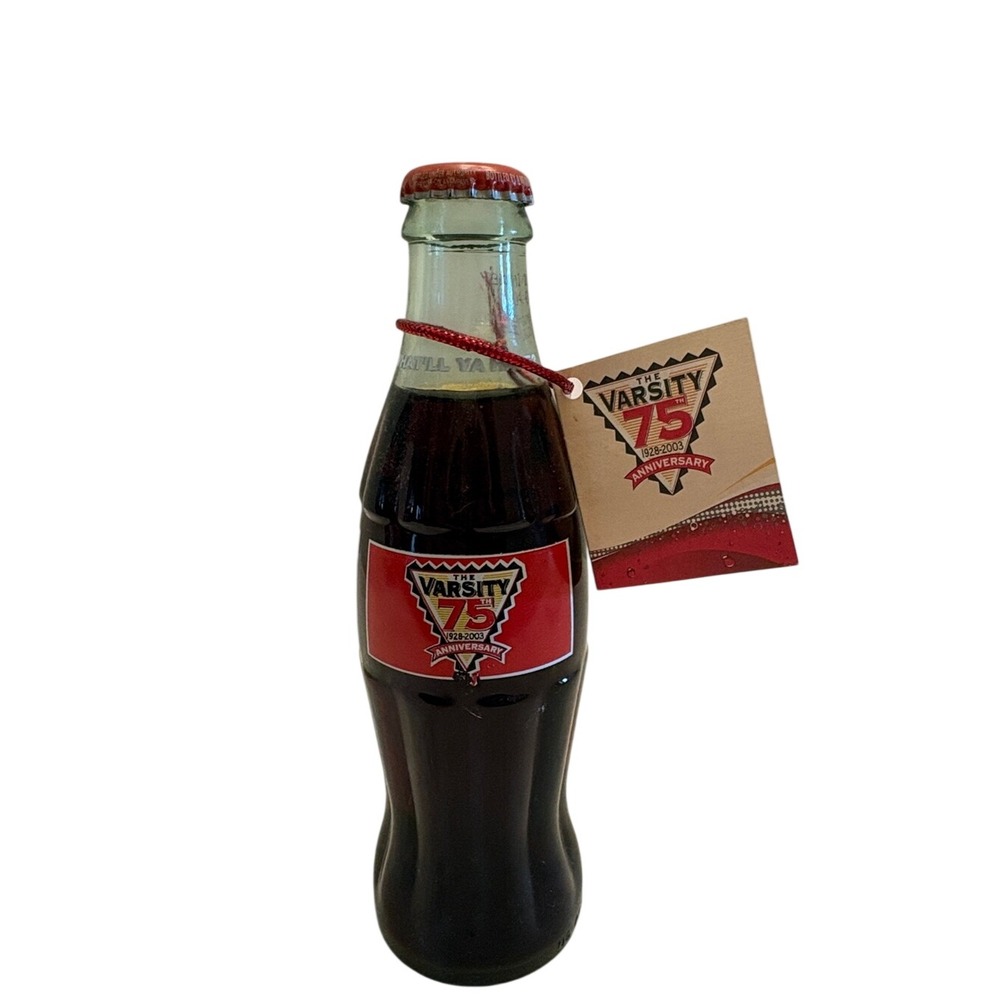Glass Bottle Coca-Cola 8 OZ 1928 2003 75th Anniversary Varsity Frank Gordy Coke